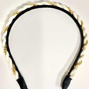 Braided white and gold headband